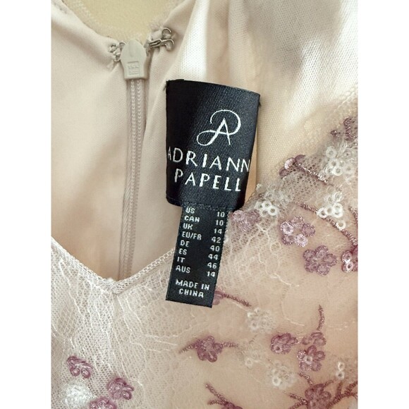 Anthropologie BHLDN Adrianna Papell Pink Adaliz Dress A Line Sequin Sz 10 - Picture 4 of 6